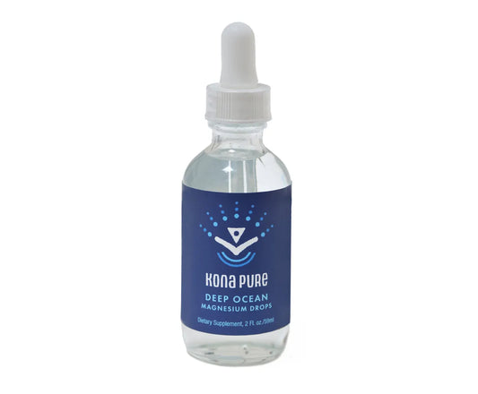 Bottle of Kona Pure Deep Ocean Magnesium Drops on a white background
