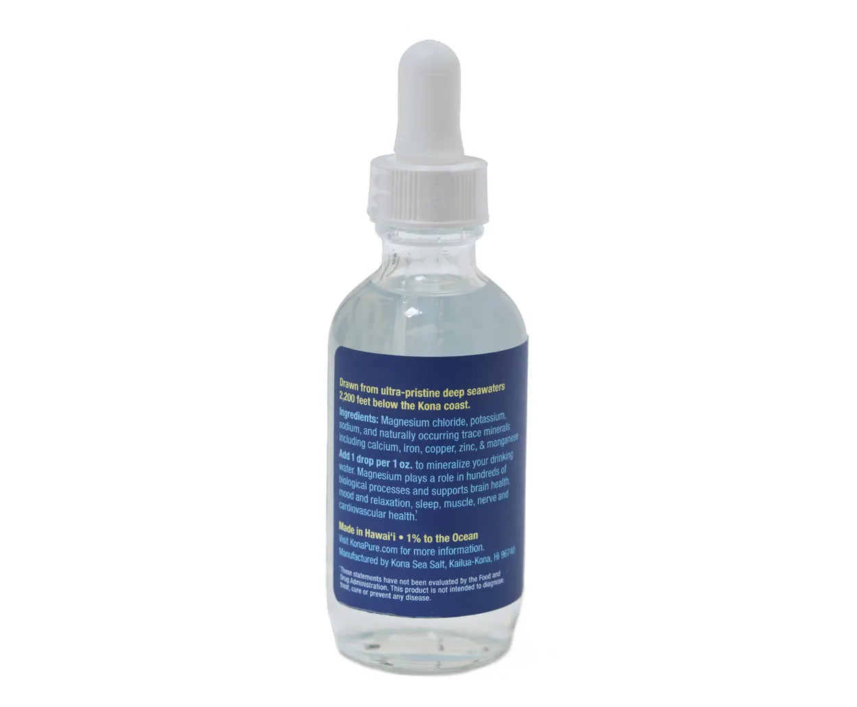 Kona Pure Deep Ocean Magnesium bottle with a white cap on a white background