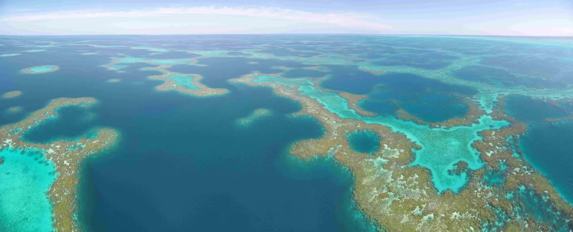 Aerial view of the reef in the northern hawaiian islands with its vibrant turquoise waters and coral formations.