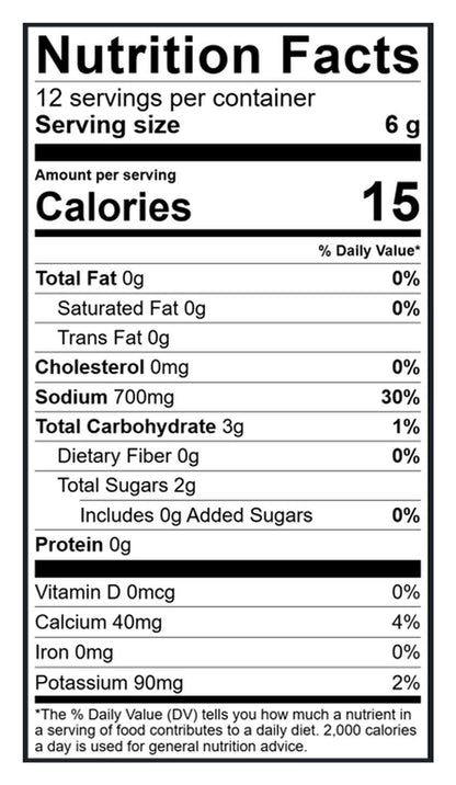 Kona Pure Unflavored Electrolyte Stick Pack Nutritional Facts