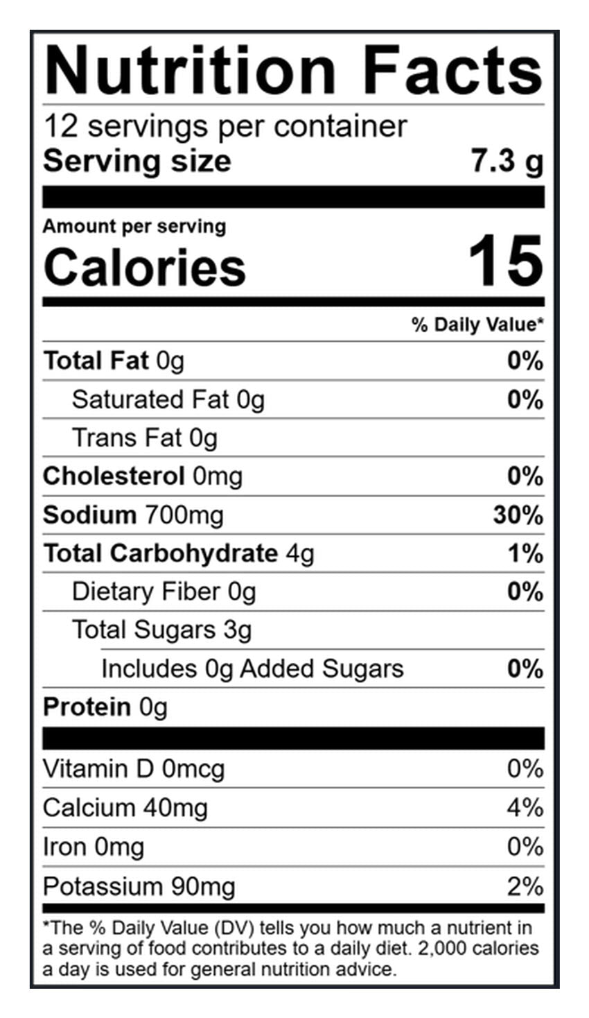 Kona Pure Electrolyte Stick Pack of 12  Nutrition Facts Citrus Flavor