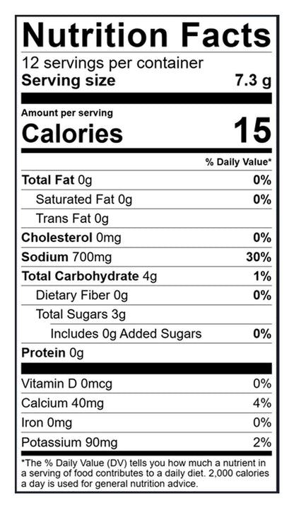 Kona Pure Electrolyte Stick Pack of 12  Nutrition Facts Citrus Flavor