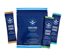Kona Pure electrolyte powder packets on a white background