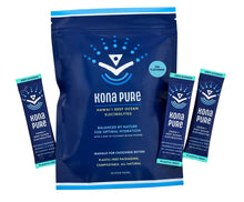 Kona Pure electrolyte powder package with smaller packets on a white background